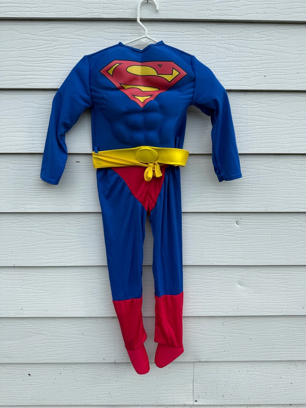 Superman Kids Blue & Red Muscle Chest Costume with Yellow Belt